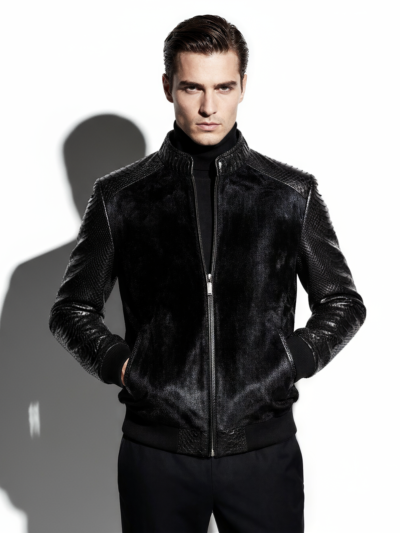 Pony Hair and Python Bomber Jacket