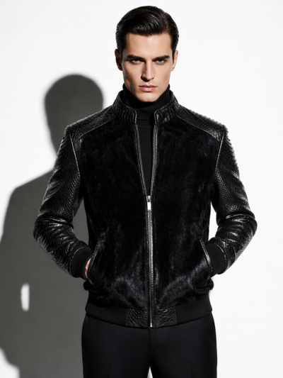 Pony Hair and Python Bomber Jacket