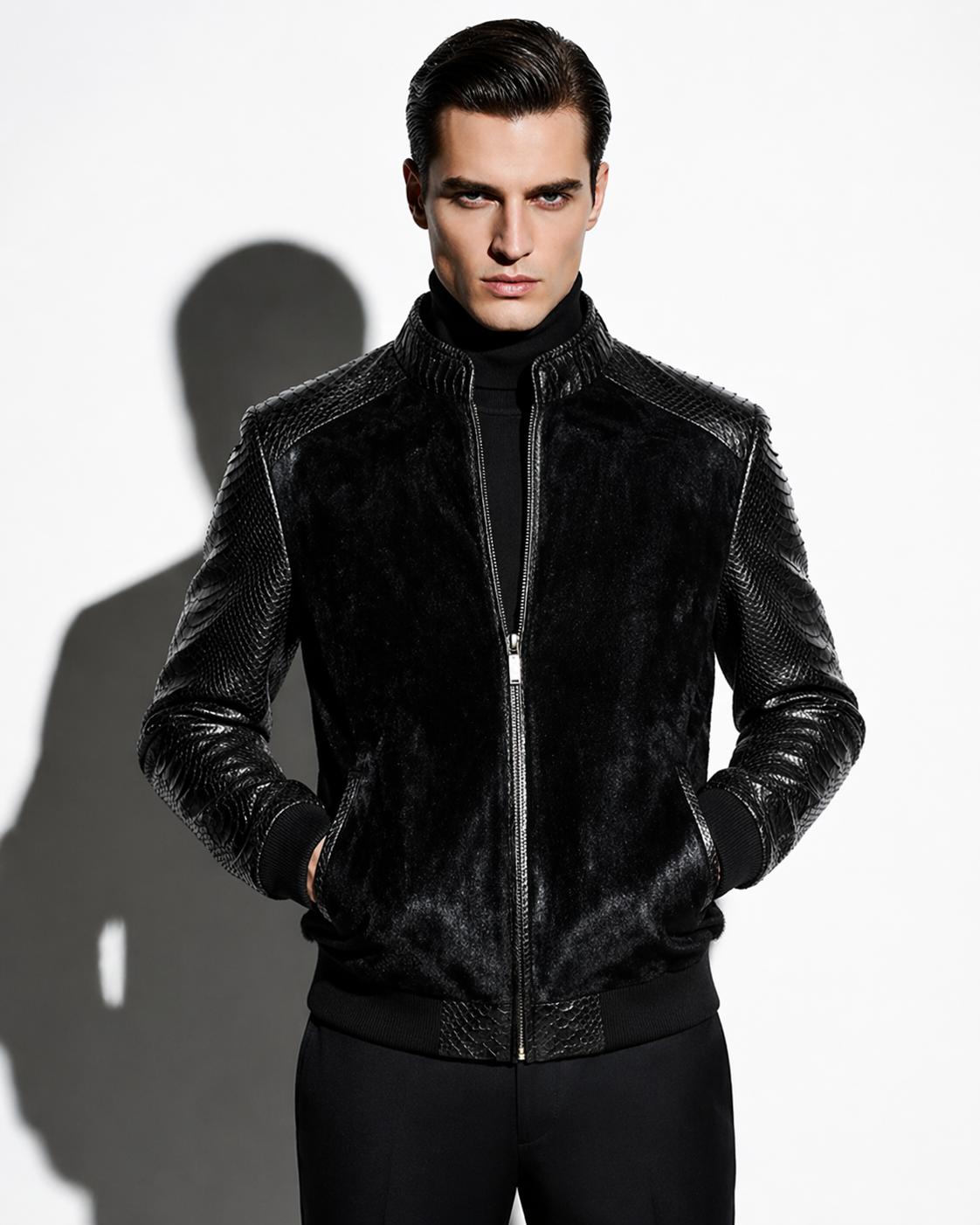 Pony Hair and Python Bomber Jacket