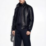 Intrecciato Lambskin Blouson Hand Woven Genuine Leather Men's Bomber Jacket