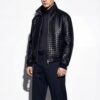 Intrecciato Lambskin Blouson Hand Woven Genuine Leather Men's Bomber Jacket