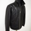 Intrecciato Lambskin Blouson Hand Woven Genuine Leather Men's Bomber Jacket