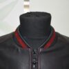 Men's Red Black Gradient Leather Bomber Jacket: Handmade Suede