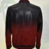 Men's Red Black Gradient Leather Bomber Jacket: Handmade Suede