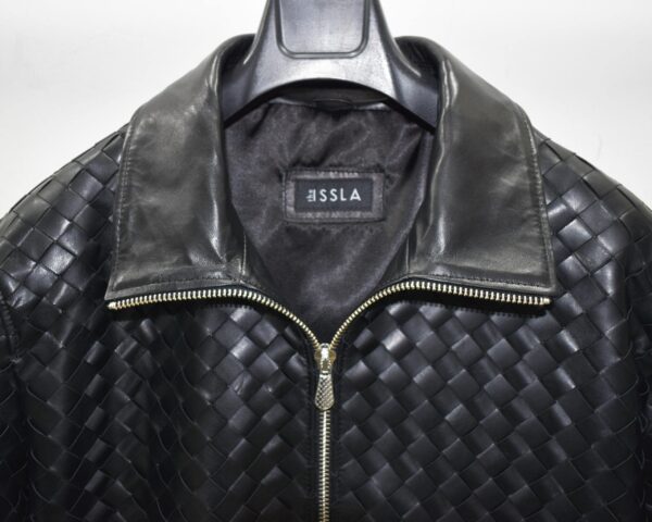 Braided Lambskin Blouson Hand Woven Genuine Leather Women's Bomber Jacket
