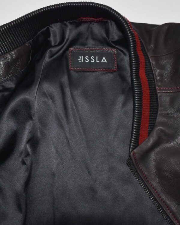 Men's Red Black Gradient Leather Bomber Jacket: Handmade Suede