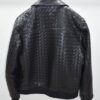 Intrecciato Lambskin Blouson Hand Woven Genuine Leather Men's Bomber Jacket