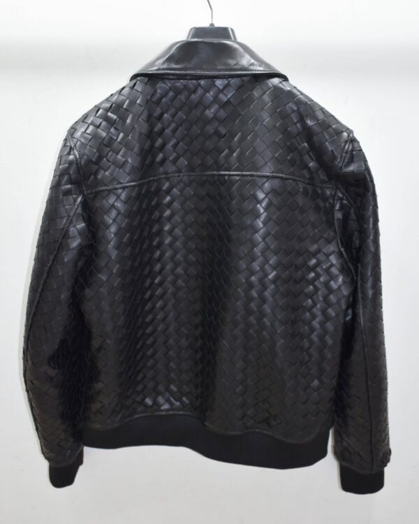 Braided Lambskin Blouson Hand Woven Genuine Leather Women's Bomber Jacket