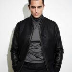 Suede Trim Basketweave Lambskin Jacket