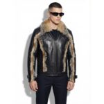 Jackal Fur Trimmed Leather Jacket