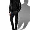 Genuine Pony Hair Real Python Leather Men's Black Luxury Handmade Bomber Jacket