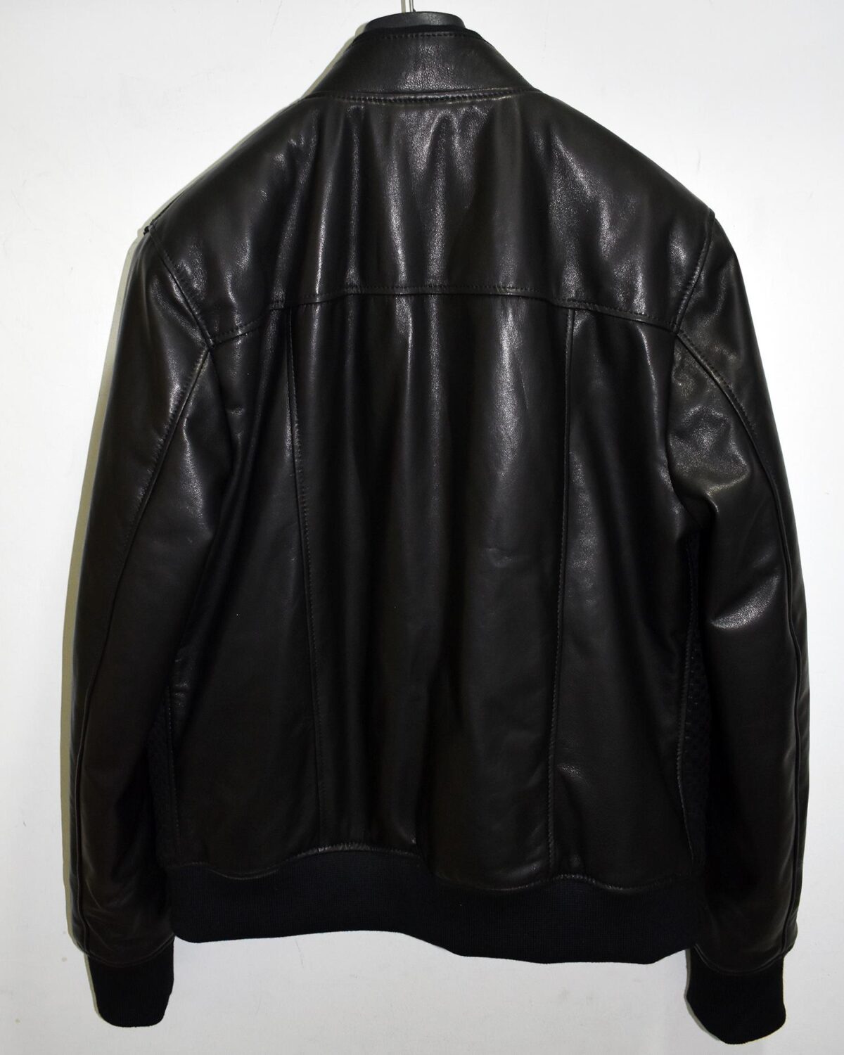 695e597d59f447123fa4e498.jpg Suede Trim Intrecciato Lambskin Black Hand Woven Genuine Leather Men's Bomber Jacket
