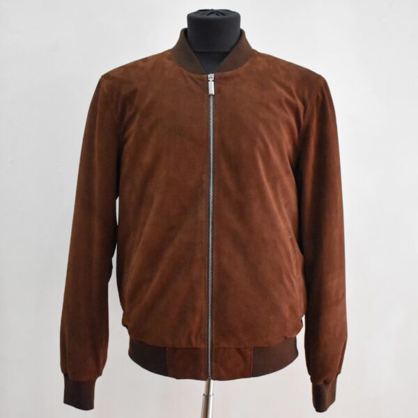 High-End Suede Genuine Leather Bomber Jacket | Burgundy Red & Brown Luxury Coat