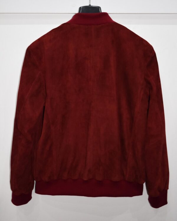 High-End Suede Genuine Leather Bomber Jacket | Burgundy Red & Brown Luxury Coat