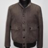 695e598859f447123fa4e6ba.jpg Nubuck Leather Bomber Jacket, Men's Brown Suede Button-Front, Luxury Casual Outerwear