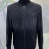 Men's Grey Black Gradient Leather Bomber Jacket: Handmade Suede