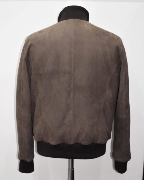 Nubuck Leather Bomber Jacket, Men's Brown Suede Button-Front, Luxury Casual Outerwear