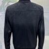 Men's Grey Black Gradient Leather Bomber Jacket: Handmade Suede