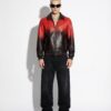 695e598b59f447123fa4e795.jpg Red Black Ombre Leather Bomber Jacket | Gradient Men's Coat | Custom Luxury Outerwear
