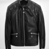 Black Leather Moto Racer Jacket | Men's Designer Zip-Up Coat | Classic Biker Style Outerwear