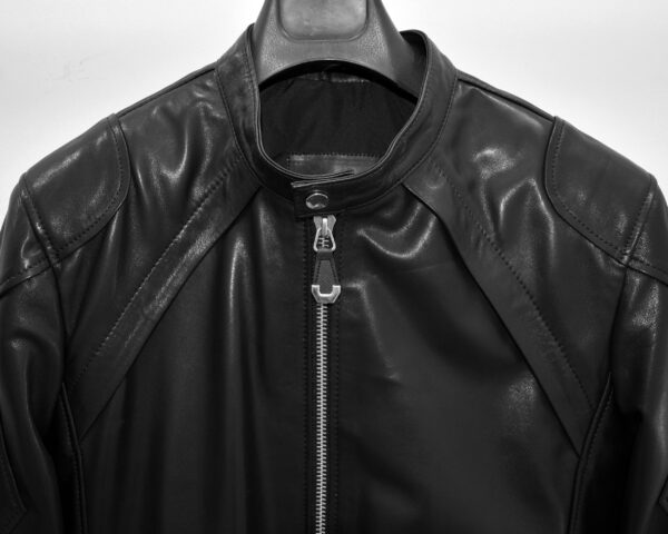 Black Leather Moto Racer Jacket | Men's Designer Zip-Up Coat | Classic Biker Style Outerwear
