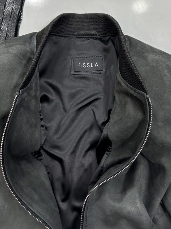 Men's Grey Black Gradient Leather Bomber Jacket: Handmade Suede