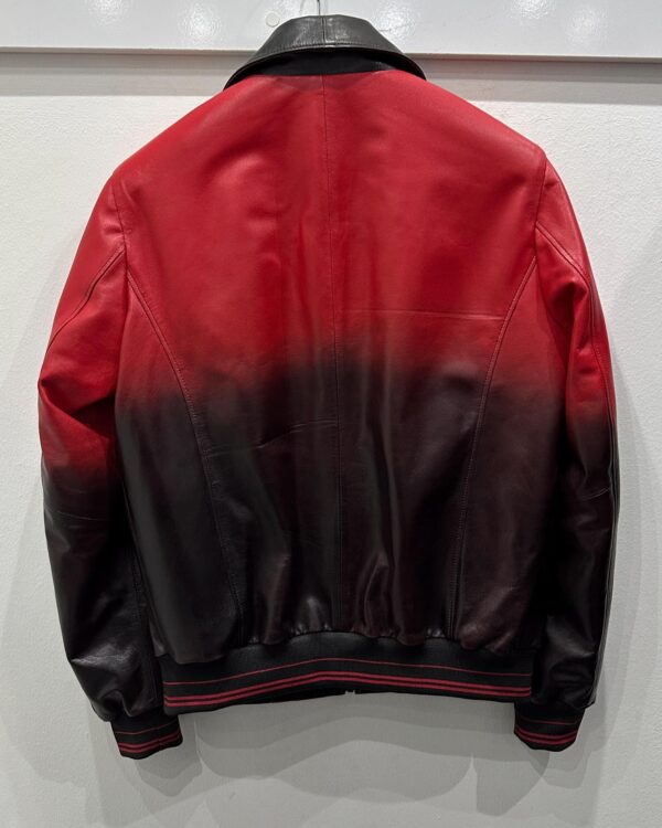Red Black Ombre Leather Bomber Jacket | Gradient Men's Coat | Custom Luxury Outerwear