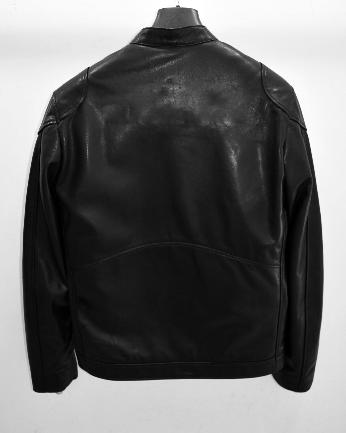 Black Leather Moto Racer Jacket | Men's Designer Zip-Up Coat | Classic Biker Style Outerwear