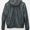 695e599059f447123fa4e892.jpg Green Leather Hooded Bomber Jacket | Men's Zip-Up Hoodie Coat | Casual Luxury Outerwear