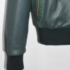 Emerald Green Leather Bomber Jacket | Subtle Genuine Python Skin Trim | Men's Luxury Zip Coat