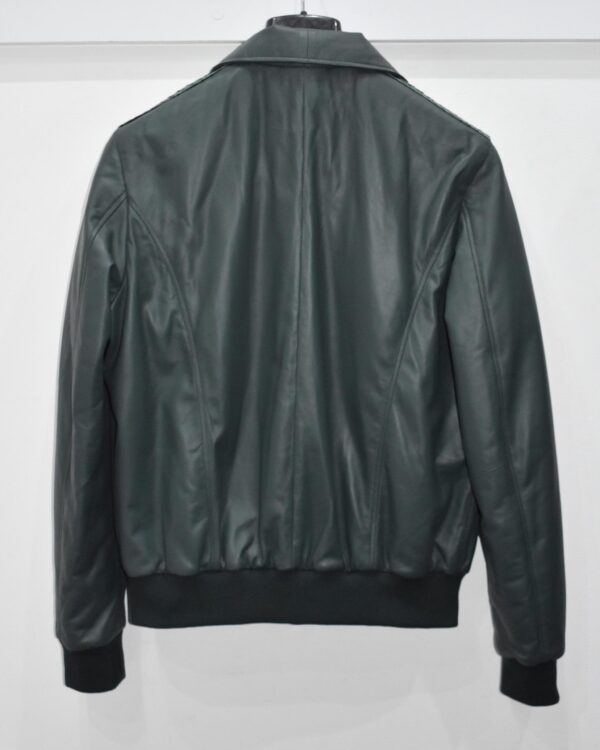 Emerald Green Leather Bomber Jacket | Subtle Genuine Python Skin Trim | Men's Luxury Zip Coat