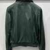 Green Genuine Python Skin Bomber Jacket | Luxury Mink Fur Collar Leather Coat