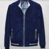 Dark Blue Luxury Metis Suede Bomber Jacket – Genuine Leather Men’s Designer Outerwear