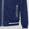 Dark Blue Luxury Metis Suede Bomber Jacket – Genuine Leather Men’s Designer Outerwear