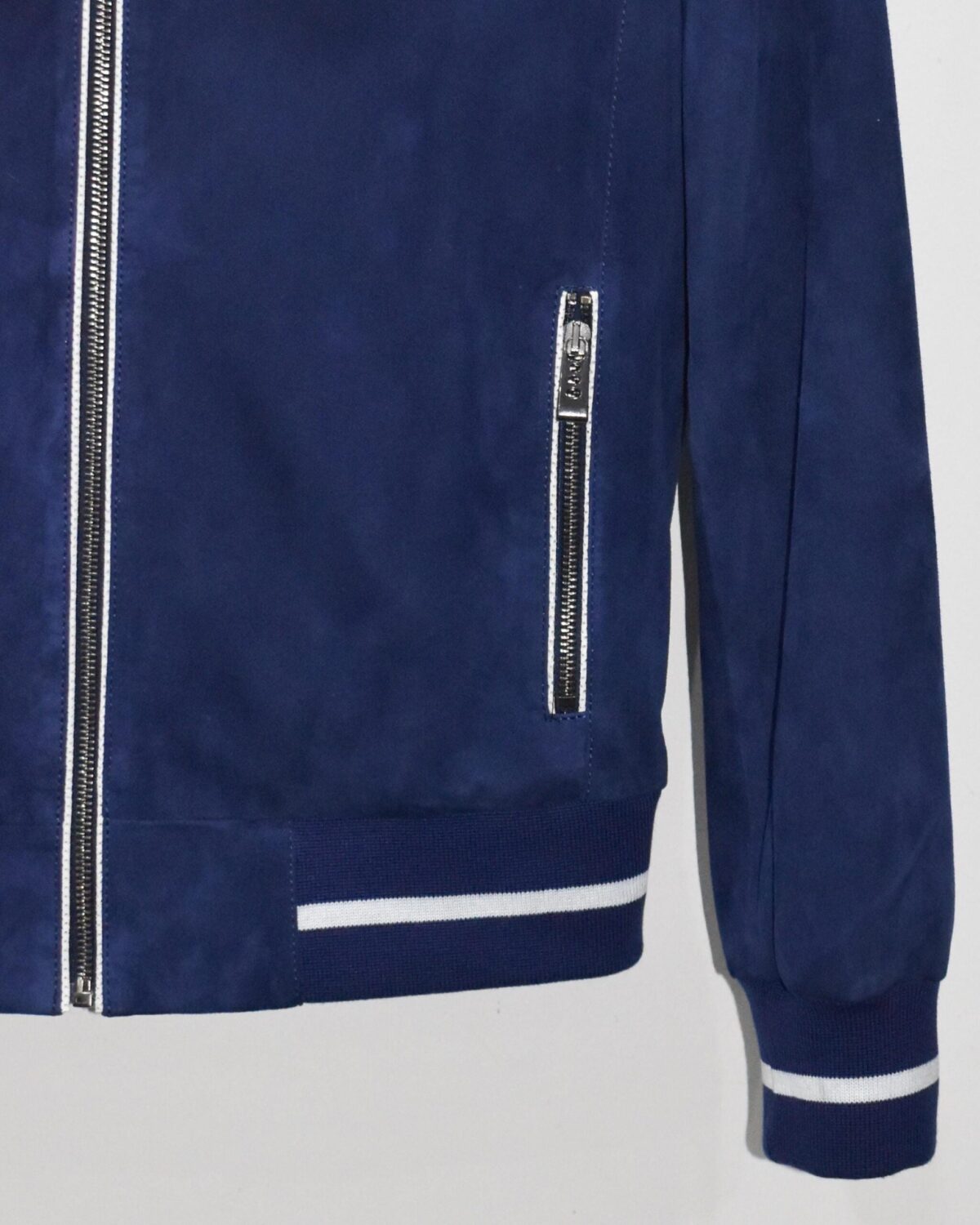 Dark Blue Luxury Metis Suede Bomber Jacket – Genuine Leather Men’s Designer Outerwear