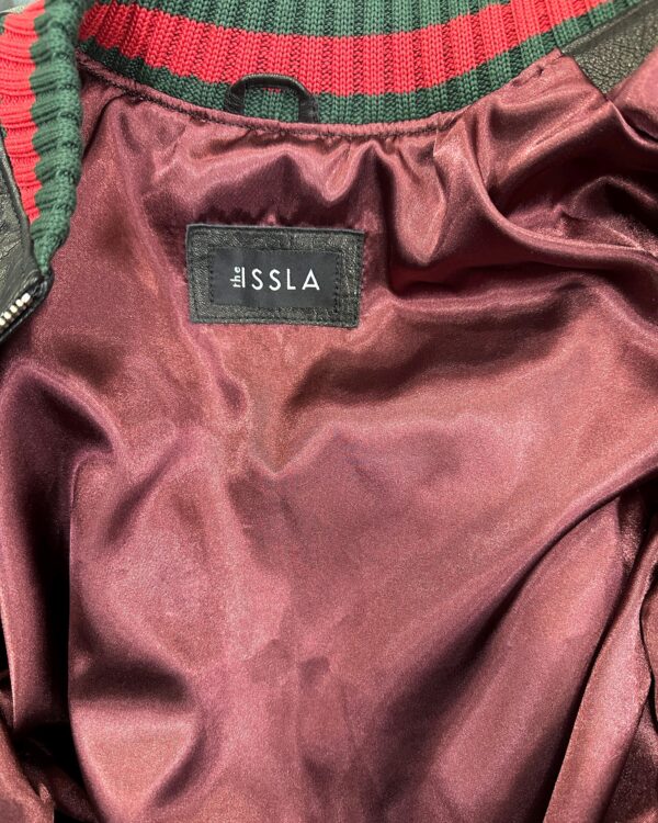 Men's Red Green Italian Colors Black Textured Genuine Leather Bomber Jacket