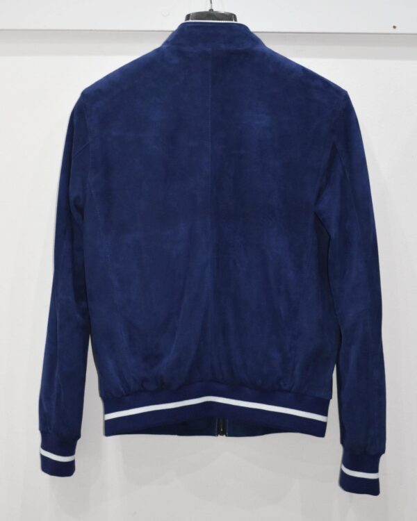 Dark Blue Luxury Metis Suede Bomber Jacket – Genuine Leather Men’s Designer Outerwear