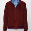 Bordeaux Luxury Metis Suede Bomber Jacket – Red Burgundy Genuine Leather Men’s Designer Outerwear