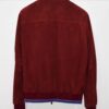 Bordeaux Luxury Metis Suede Bomber Jacket – Red Burgundy Genuine Leather Men’s Designer Outerwear