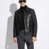 695e599959f447123fa4eac9.jpg Black Men's Bomber Jacket | Genuine Python Skin Panel | Luxury Outerwear