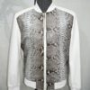 Luxury Genuine Python Skin Lambskin Leather Bomber Jacket – Handmade Designer Outerwear