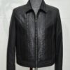 695e599a59f447123fa4eb16.jpg Black Men's Bomber Jacket | Genuine Python Skin Panel | Luxury Outerwear