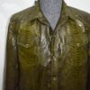 695e599b59f447123fa4eb19.jpg Olive Green Genuine Python Skin Shirt Jacket | Men's Exotic Leather Shacket