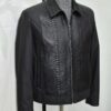 695e599b59f447123fa4eb1d.jpg Black Men's Bomber Jacket | Genuine Python Skin Panel | Luxury Outerwear