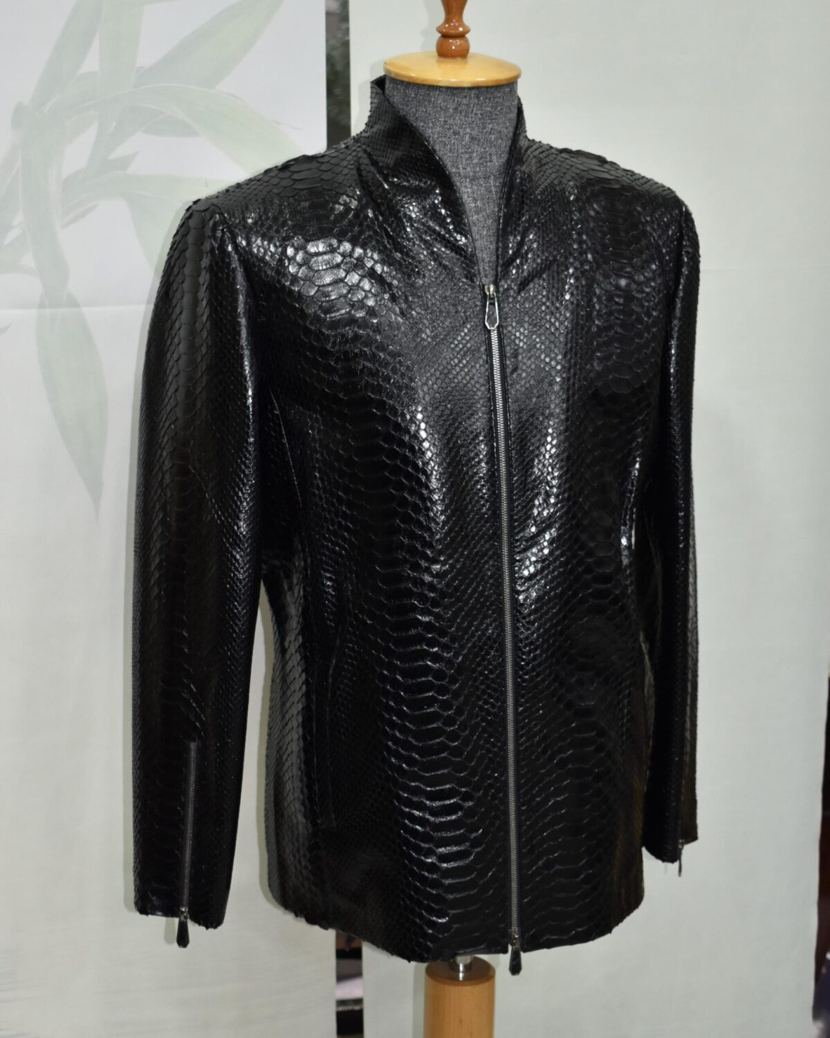 695e599c59f447123fa4eb2e.jpg Exotic Black Python Skin Jacket | Men's Luxury Leather Coat | Handmade Genuine Snake Skin Outerwear