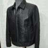 695e599d59f447123fa4eb30.jpg Black Men's Bomber Jacket | Genuine Python Skin Panel | Luxury Outerwear