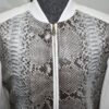 Luxury Genuine Python Skin Lambskin Leather Bomber Jacket – Handmade Designer Outerwear