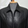 695e599e59f447123fa4eb7b.jpg Black Men's Bomber Jacket | Genuine Python Skin Panel | Luxury Outerwear