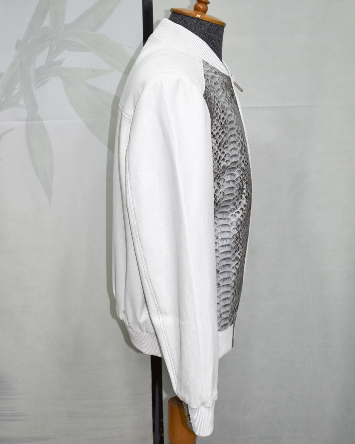 Luxury Genuine Python Skin Lambskin Leather Bomber Jacket – Handmade Designer Outerwear