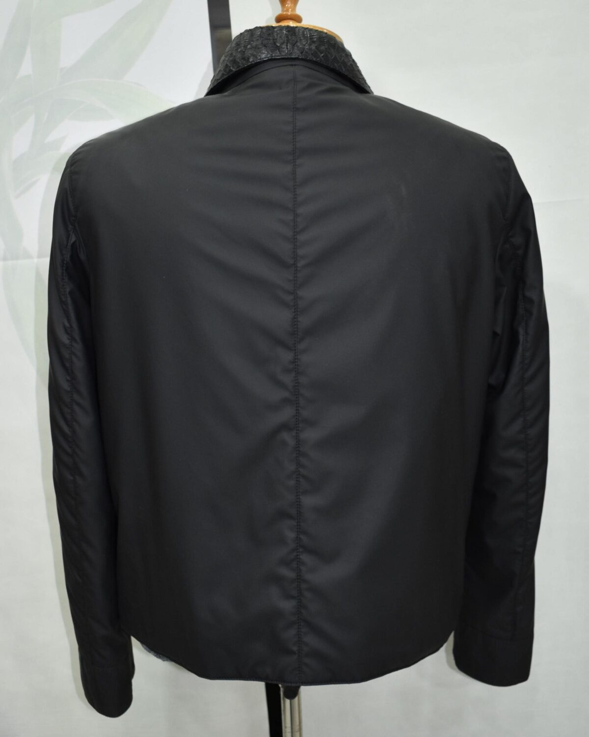 695e599f59f447123fa4eb82.jpg Black Men's Bomber Jacket | Genuine Python Skin Panel | Luxury Outerwear